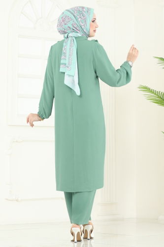 moda selvim طقم أخضر باهت PL9125 - Thumbnail