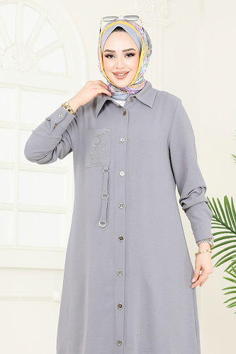 moda selvim طقم رمادي PL9127 - Thumbnail