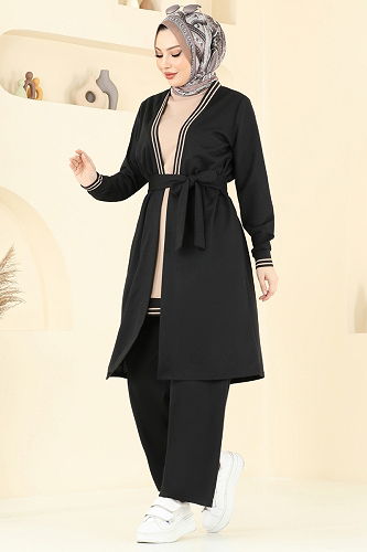 moda selvim طقم أسود PL9128 - Thumbnail