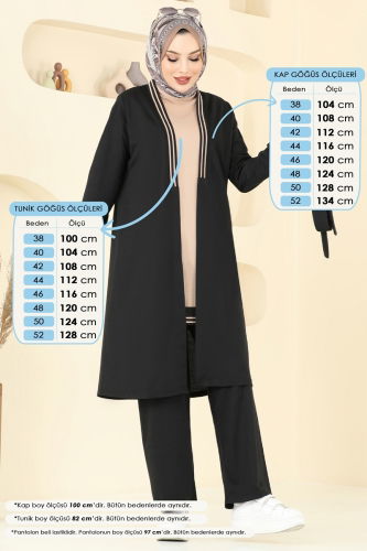 moda selvim طقم أسود PL9128 - Thumbnail