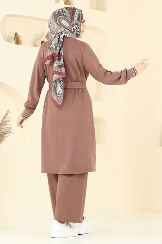 moda selvim طقم بني فاتح PL9128 - Thumbnail