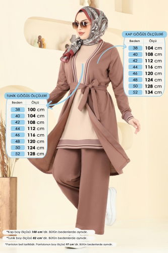 moda selvim طقم بني فاتح PL9128 - Thumbnail