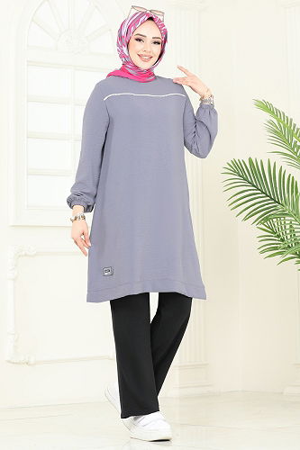 moda selvim طقم رمادي وأسود PL9130 - Thumbnail