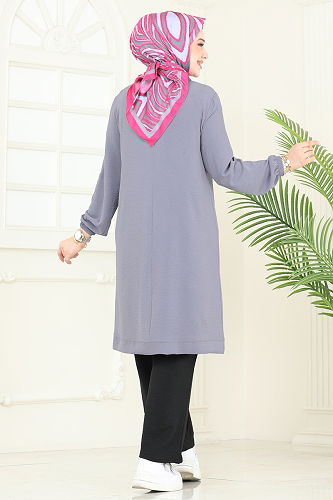 moda selvim طقم رمادي وأسود PL9130 - Thumbnail