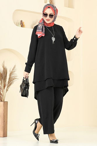 moda selvim طقم أسود PL9133 - Thumbnail