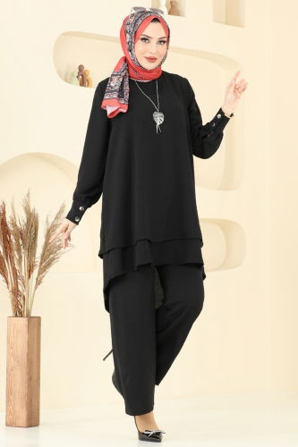 moda selvim طقم أسود PL9133 - Thumbnail
