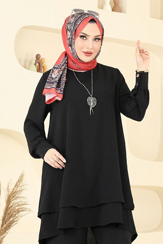 moda selvim طقم أسود PL9133 - Thumbnail