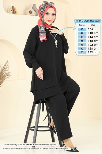 moda selvim طقم أسود PL9133 - Thumbnail