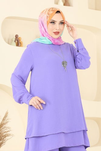moda selvim طقم ليلكي PL9133 - Thumbnail