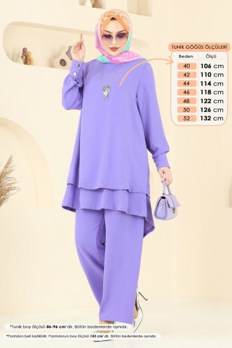 moda selvim طقم ليلكي PL9133 - Thumbnail