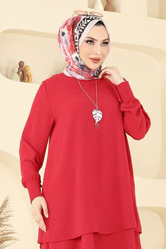 moda selvim Combined PL9133 Red&Ecru - Thumbnail