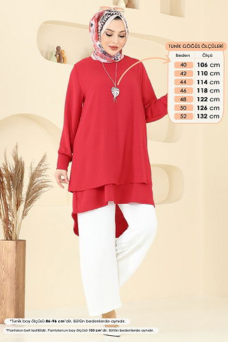 moda selvim Combined PL9133 Red&Ecru - Thumbnail