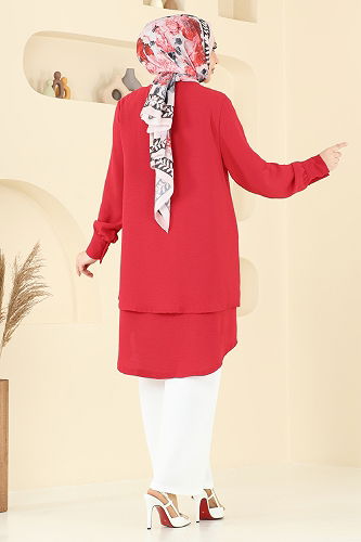 moda selvim طقم أحمر و سكري PL9133 - Thumbnail