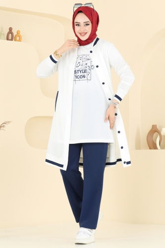 moda selvim Combined PL9134 Indigo&Ecru - Thumbnail