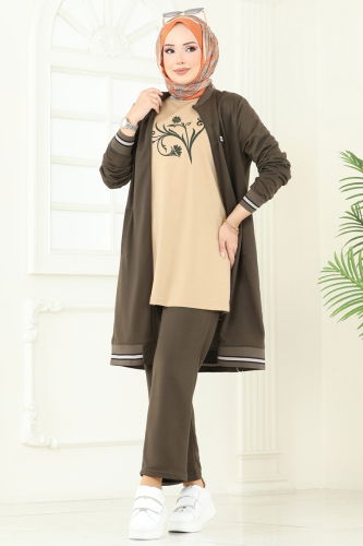 moda selvim طقم اخضر عفني PL9135 - Thumbnail