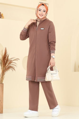 moda selvim طقم بني فاتح PL9135 - Thumbnail