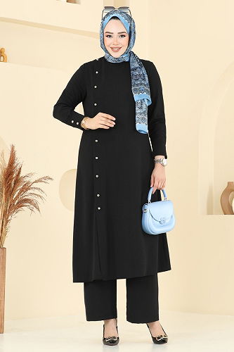 moda selvim طقم أسود PL9136 - Thumbnail