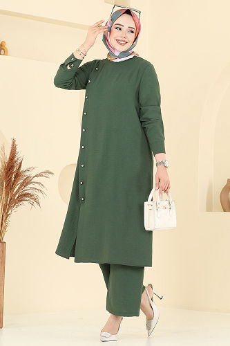 moda selvim طقم اخضر عفني PL9136 - Thumbnail