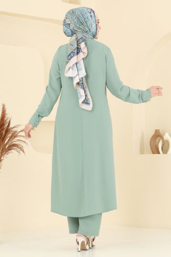 moda selvim طقم أخضر باهت PL9136 - Thumbnail