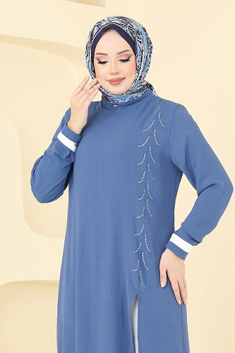 moda selvim Combined PL9137 Indigo&Ecru - Thumbnail