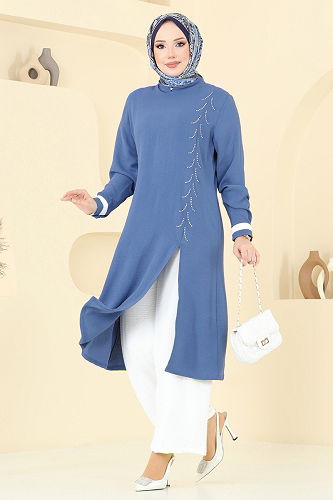 moda selvim طقم أزرق وسكري PL9137 - Thumbnail