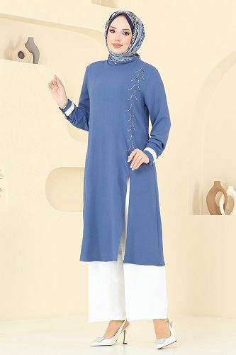 moda selvim طقم أزرق وسكري PL9137 - Thumbnail