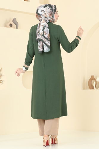moda selvim طقم أخضر عفني و بيج PL9137 - Thumbnail
