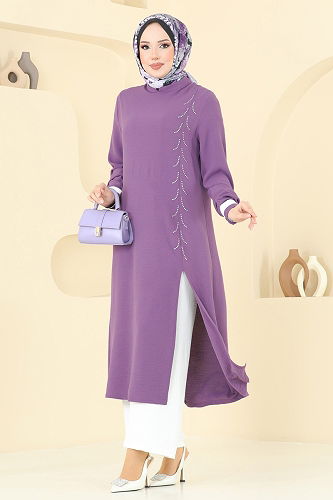 moda selvim طقم ليلكي وسكري PL9137 - Thumbnail