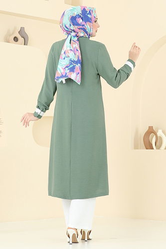 moda selvim طقم أخضر باهت وسكري PL9137 - Thumbnail