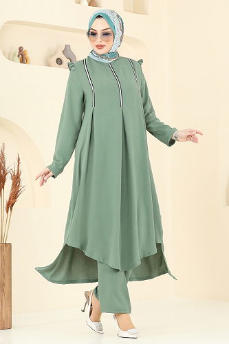 moda selvim طقم أخضر عشبي PL9139 - Thumbnail