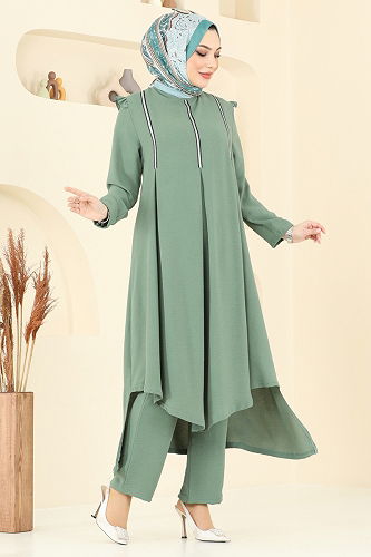 moda selvim طقم أخضر عشبي PL9139 - Thumbnail