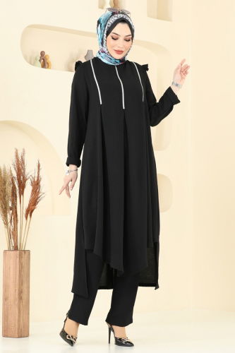 moda selvim طقم أسود PL9139 - Thumbnail