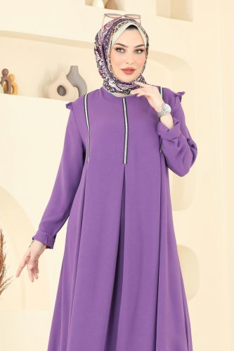 moda selvim طقم ليلكي غامق PL9139 - Thumbnail