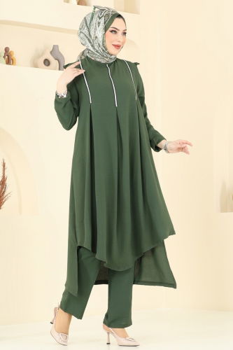 moda selvim طقم اخضر عفني PL9139 - Thumbnail