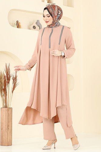 moda selvim طقم بيج فاتح PL9139 - Thumbnail