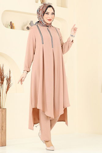 moda selvim طقم بيج فاتح PL9139 - Thumbnail