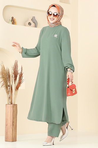 moda selvim طقم أخضر عشبي PL9143 - Thumbnail