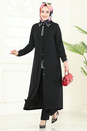 moda selvim طقم أسود PL9144 - Thumbnail