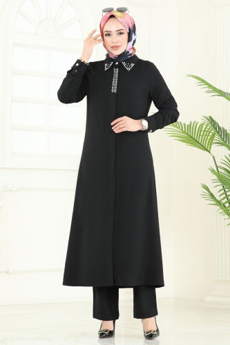 moda selvim طقم أسود PL9144 - Thumbnail