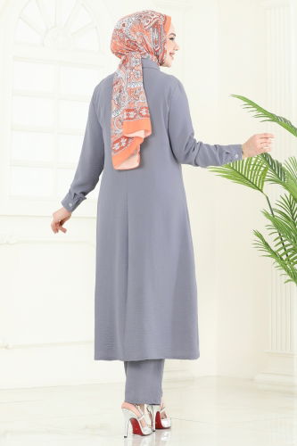 moda selvim طقم رمادي PL9144 - Thumbnail