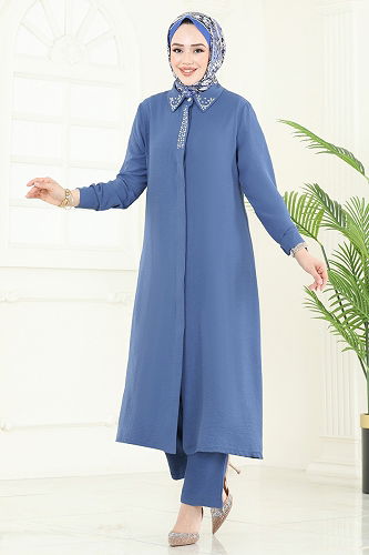 moda selvim طقم ازرق PL9144 - Thumbnail