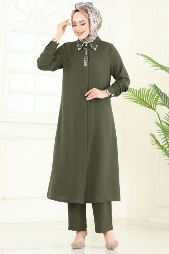 moda selvim طقم اخضر عفني PL9144 - Thumbnail