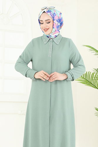 moda selvim طقم أخضر باهت PL9144 - Thumbnail