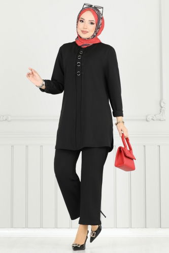 moda selvim طقم أسود PL9146 - Thumbnail