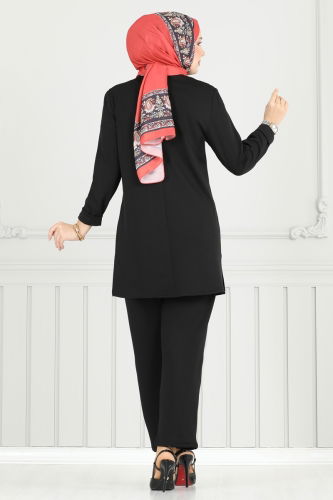 moda selvim طقم أسود PL9146 - Thumbnail