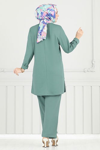 moda selvim طقم أخضر باهت PL9146 - Thumbnail