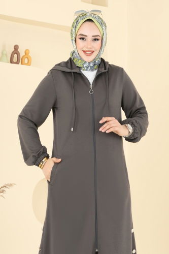 moda selvim طقم رمادي غامق PL9147 - Thumbnail