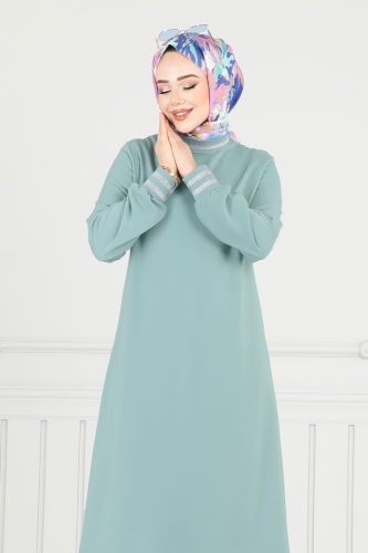 moda selvim طقم أخضر باهت PL9148 - Thumbnail