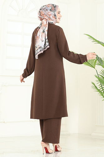 moda selvim طقم بني PL9149 - Thumbnail