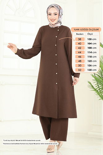 moda selvim طقم بني PL9149 - Thumbnail